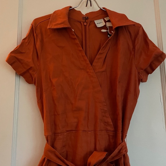 Rust Linen Anthropologie Jumpsuit Size 6 - Picture 6 of 9